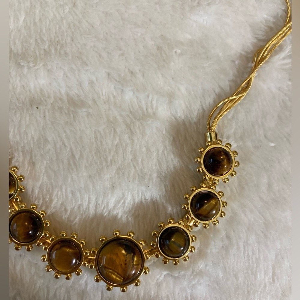 Talbots Multi Chains Necklace with Tigers Eye‎ Stones - Picture 2 of 8